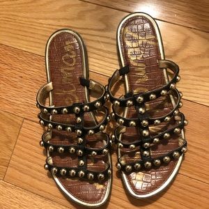 Sam Edelman Glenn Black Leather Sandals, size 8